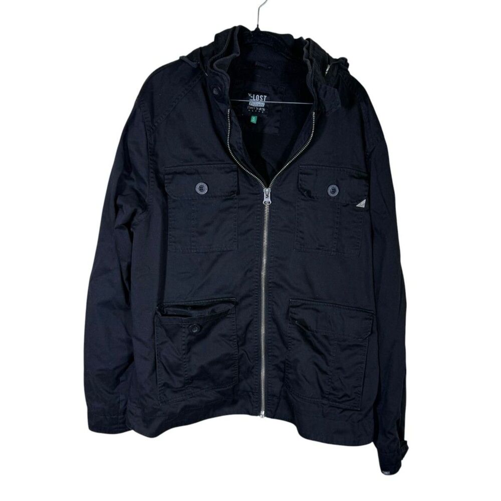 Lost Mischief Black Fleece Lined Utility Jacket Size XL